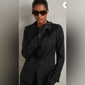 Reiss Haisley Wool Blend Single Breasted Suit Blazer Black size 12 NWT Luxury